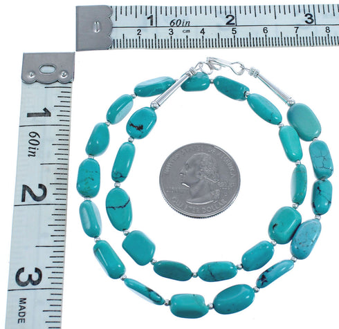 Authentic Sterling Silver Turquoise Southwestern Bead Necklace BX119706
